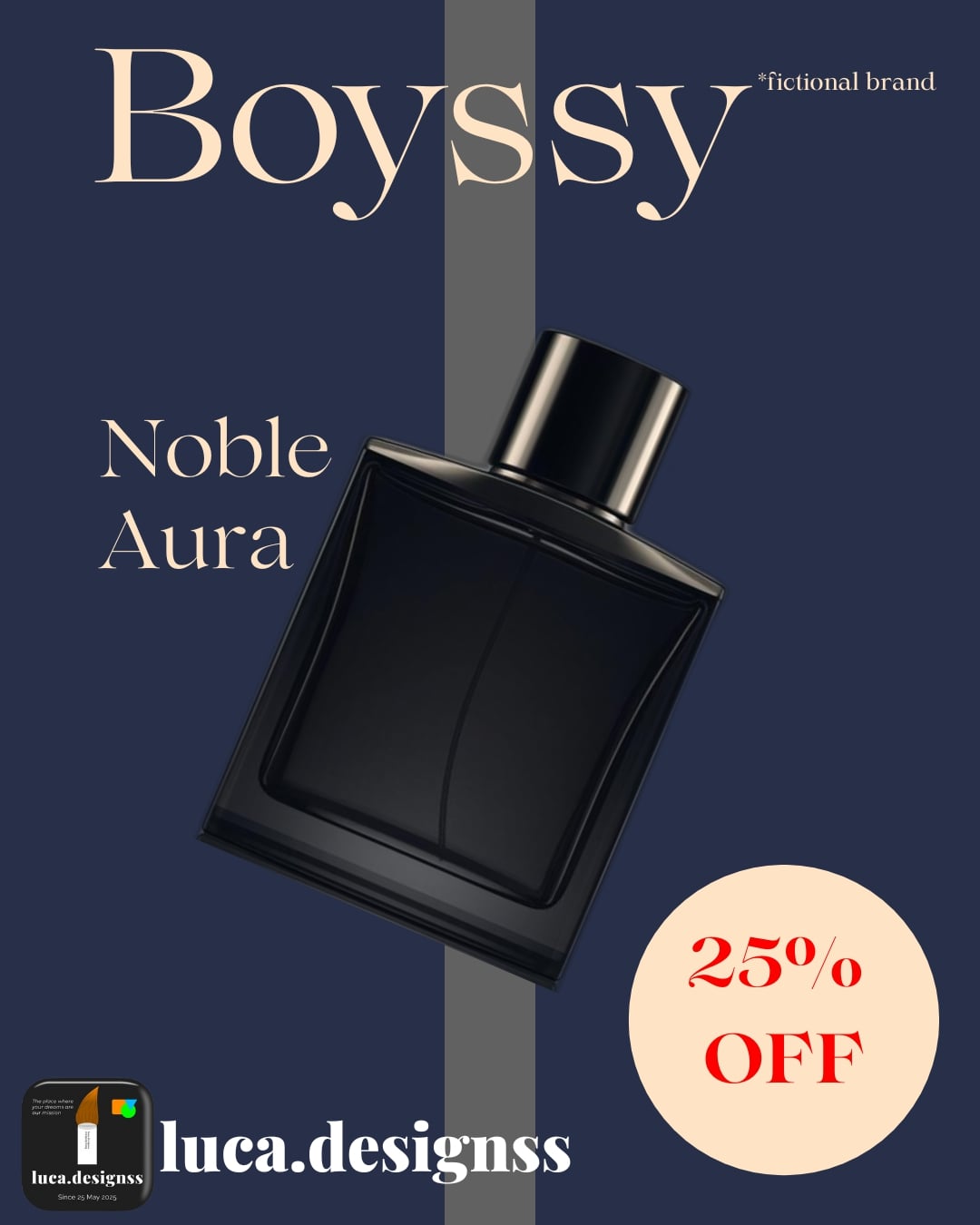 Boyssy Fragrances fictional brand identity design with premium packaging and visual elements